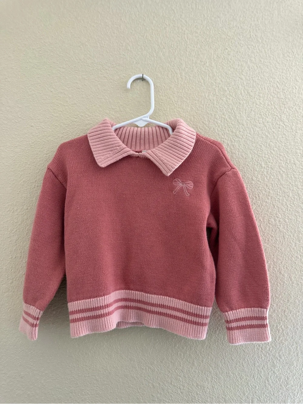 Carter's Pink Two-Tone Knit Sweater with Collar